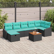 Set Divano da Giardino con cuscino 8 pcs Nero polyrattan 3359578