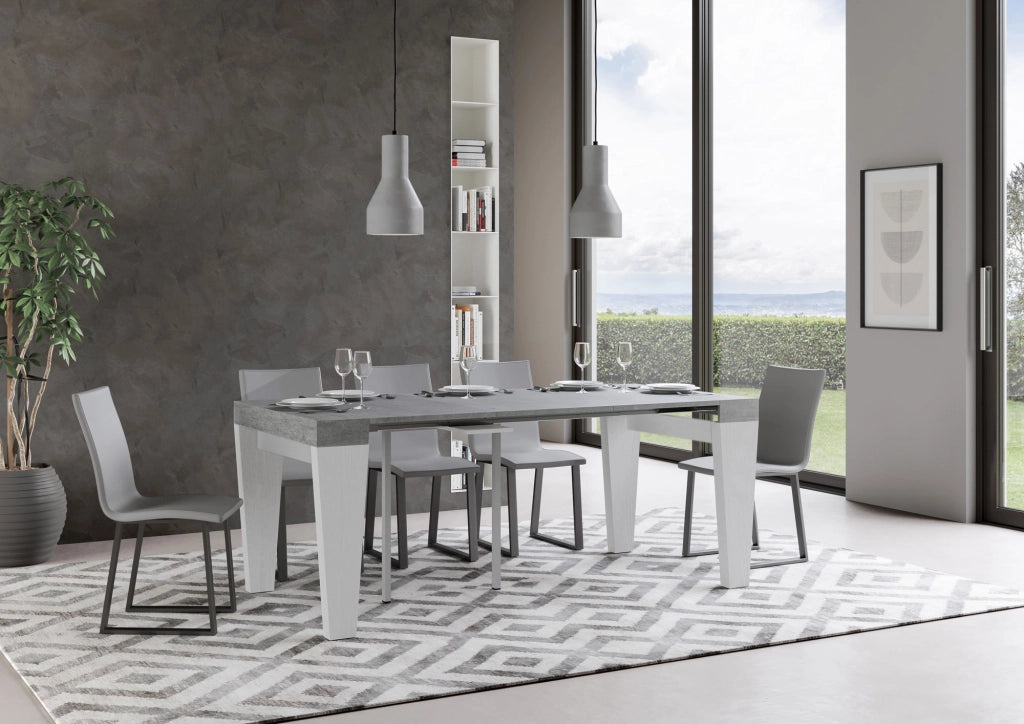 Consolle allungabile 90x40/196 cm SpimboX Mix Small piano Cemento - struttura Bianco Frassino