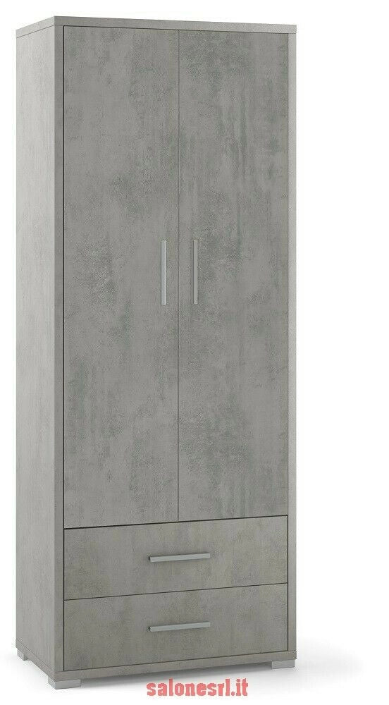 ARMADIO 2 ANTE 2 CASSETTI H182 L71 P41 cm STRUTTURA CEMENTO FRONTALE CEMENTO SARMOG Db359k