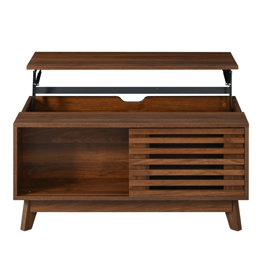 Tavolino da Caff¨¨ Moderno ¨C MINIMAL ¨C Effetto Noce, MDF, Piano Regolabile, Ante a Jalousie