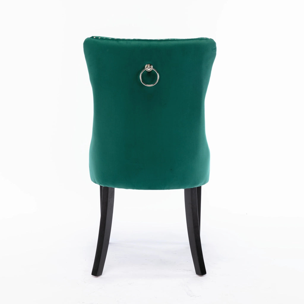 Nikki Collection - Set di 2 sedie da pranzo moderne e di alta gamma in legno massello trapuntato con rivestimento in velluto e gambe in legno con borc