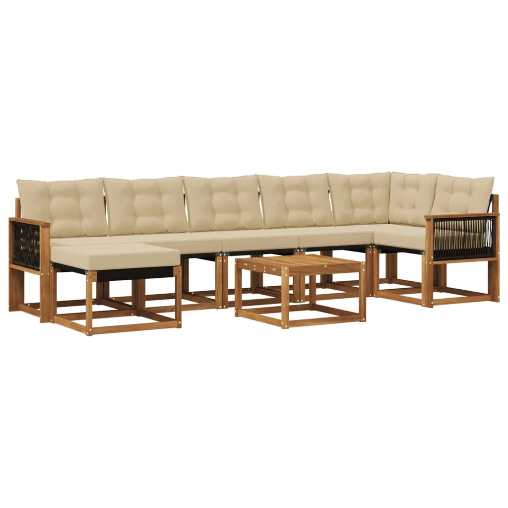Set di divani da esterno con cuscino 8 pcs Naturale e Beige 3382113
