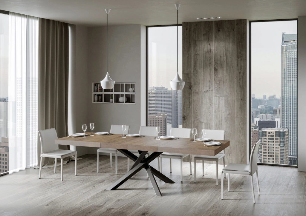 Tavolo allungabile 90x160/420 cm Volta Premium noce telaio Antracite