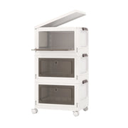 Set di 3 contenitori impilabili 41 x 31,5 x 23 cm capacità totale 75 L con ruote design moderno PP bianco 20_0018036