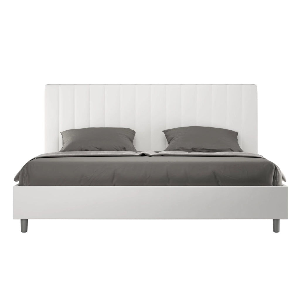 ityhome Letto matrimoniale king size senza rete imbottito 190x210 similpelle bianco Agueda