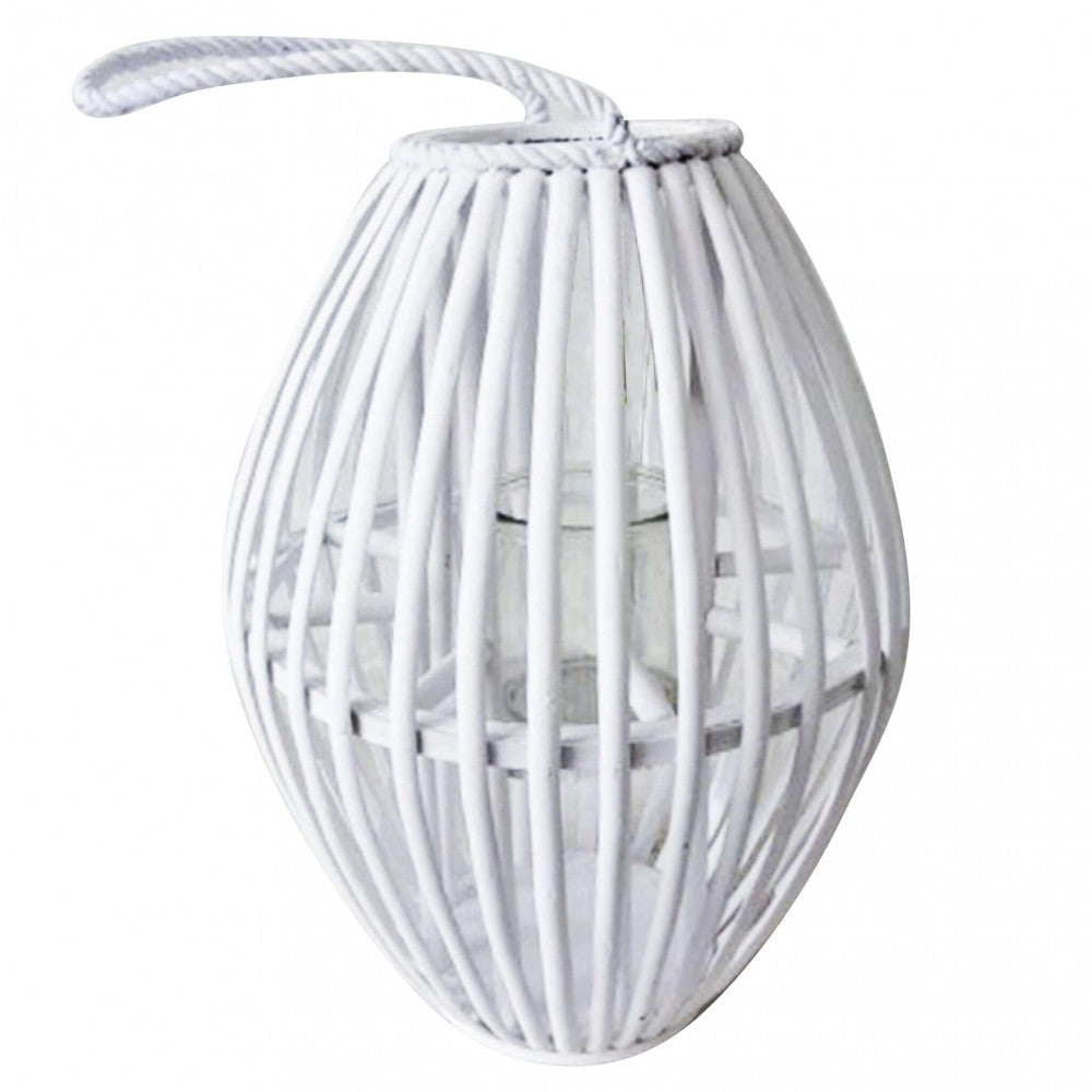 Lanterna Violette in Vimini Bianco