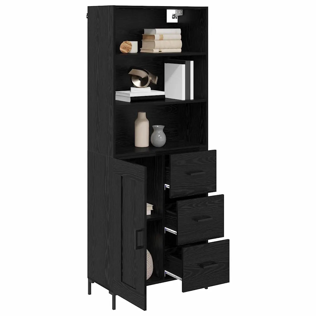 Credenza-Buffet-Armadio da cucina Rovere Nero 69,5 x 34 x 180 cm Legno multistrato 340760