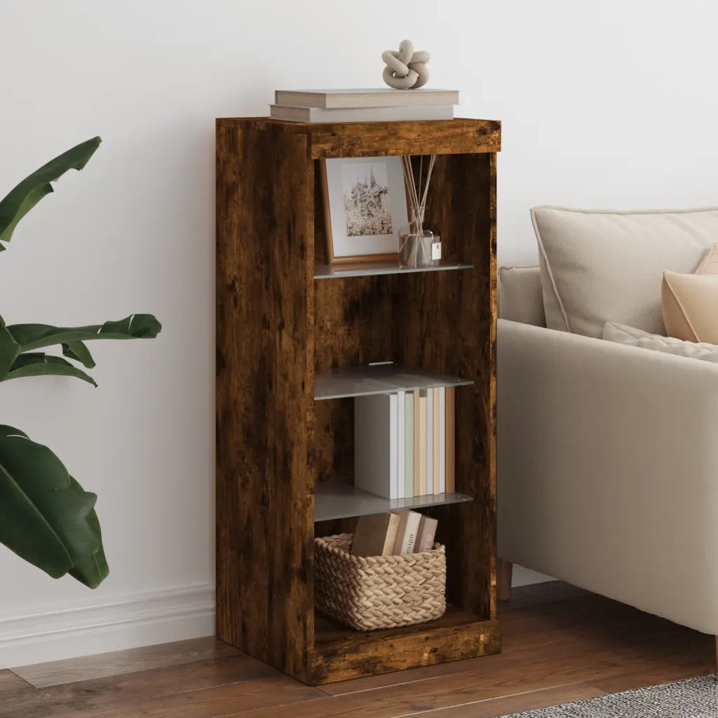 Credenza con Luci LED-Buffet-Armadio da cucina Rovere Fumo 41x37x100 cm 356234