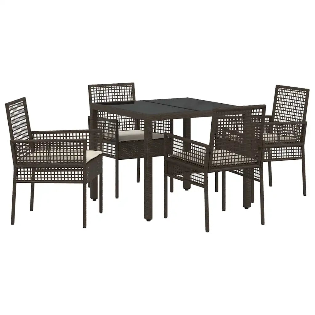 Set da Pranzo per Giardino 5 pcs Marrone polyrattan 3334864