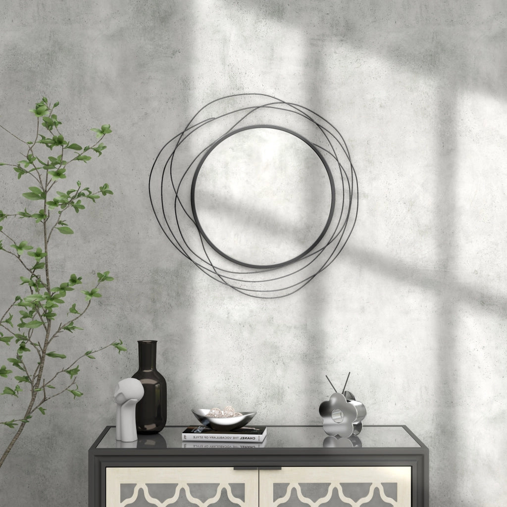 Specchio rotondo in metallo ¨C Xylo ¨C nero ¦µ65 cm stile moderno