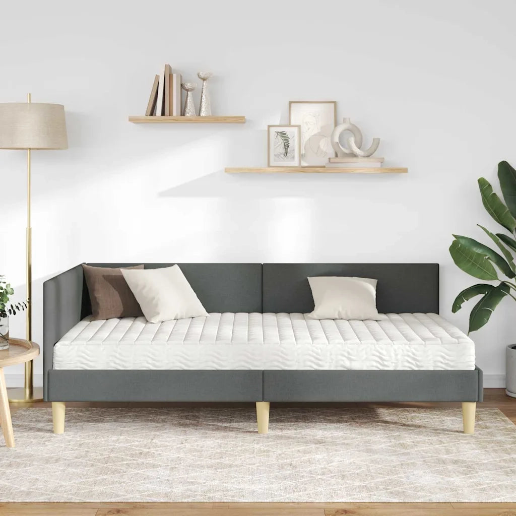 Letto singolo | Letto per adulti | Struttura Letto Angolare con Materasso 2 pcs Grigio Tessuto