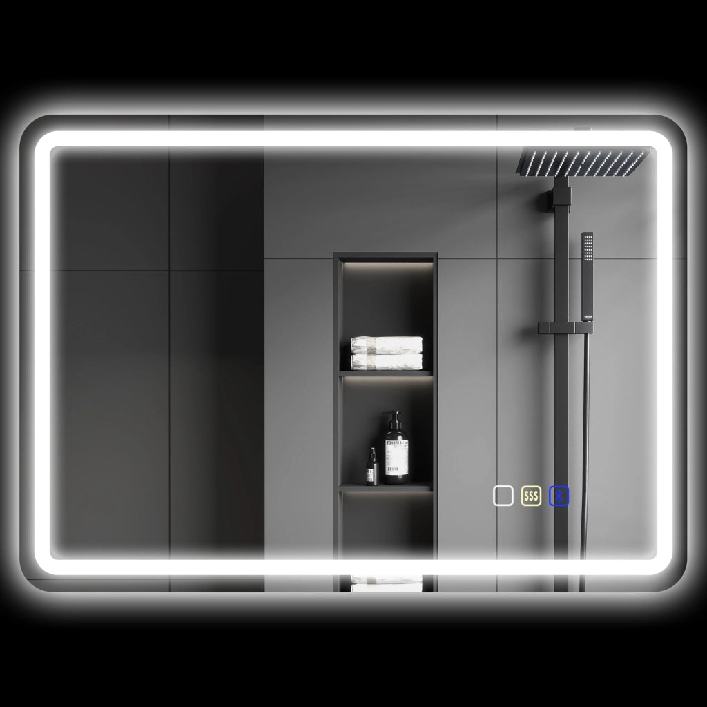 Specchio Bagno con LED ¨C zephmum ¨C Argento 60x30x