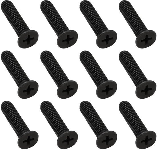 Viti per Montaggio Testa Trapano - Maniglione - Nero - M6x25mm - Testa Piana - Filo Inverso - Adatto per Testa Trapano - Nero 40x