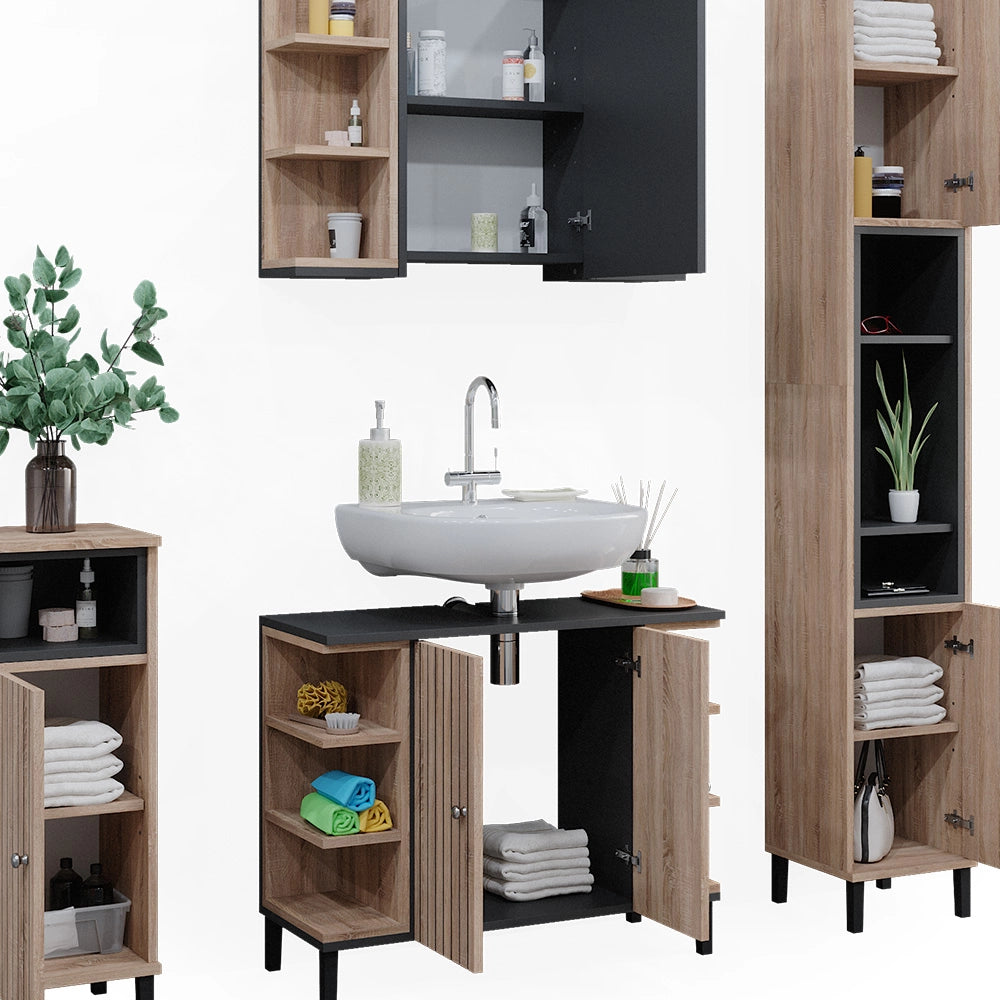 Vicco Set di mobili da bagno Sonoma 4 parti