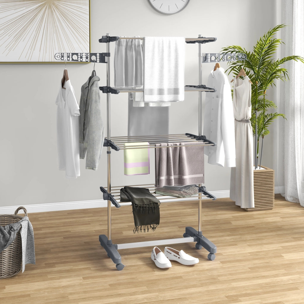 Stendino Verticale ¨C Minimal ¨C Grigio e Argento, Acciaio e Plastica, 142x55x172 cm