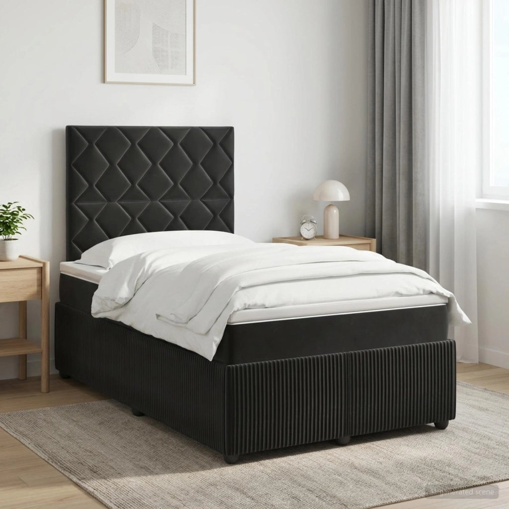Letto box spring con materasso Nero 120 x 190 cm Velluto 3454573