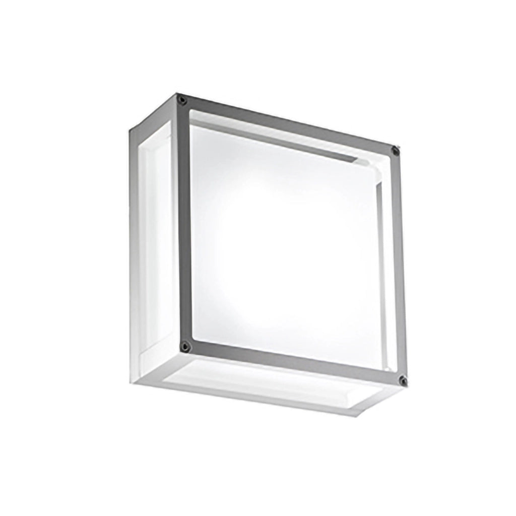 Home Lampada da Parete e Soffitto LED 20W 3000K 2926lm IP54 Struttura in Alluminio Verniciato Bianco Opaco Design Quadrato 25x25x9.5 cm