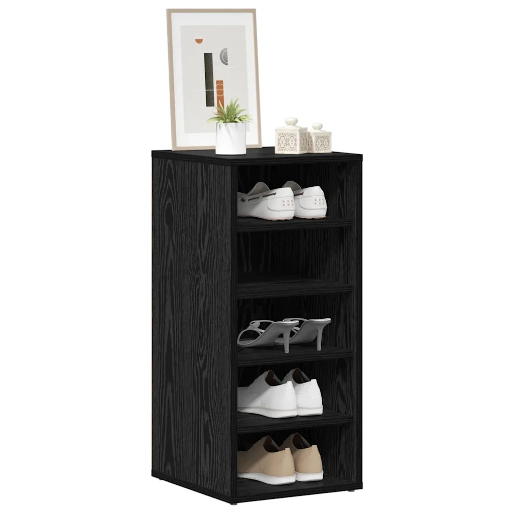 Mobile per scarpe-Scarpiera Rovere Nero 32 x 35 x 70 cm Legno multistrato