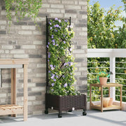Vaso da giardino con grigliato e ruote Marrone PP 3422934