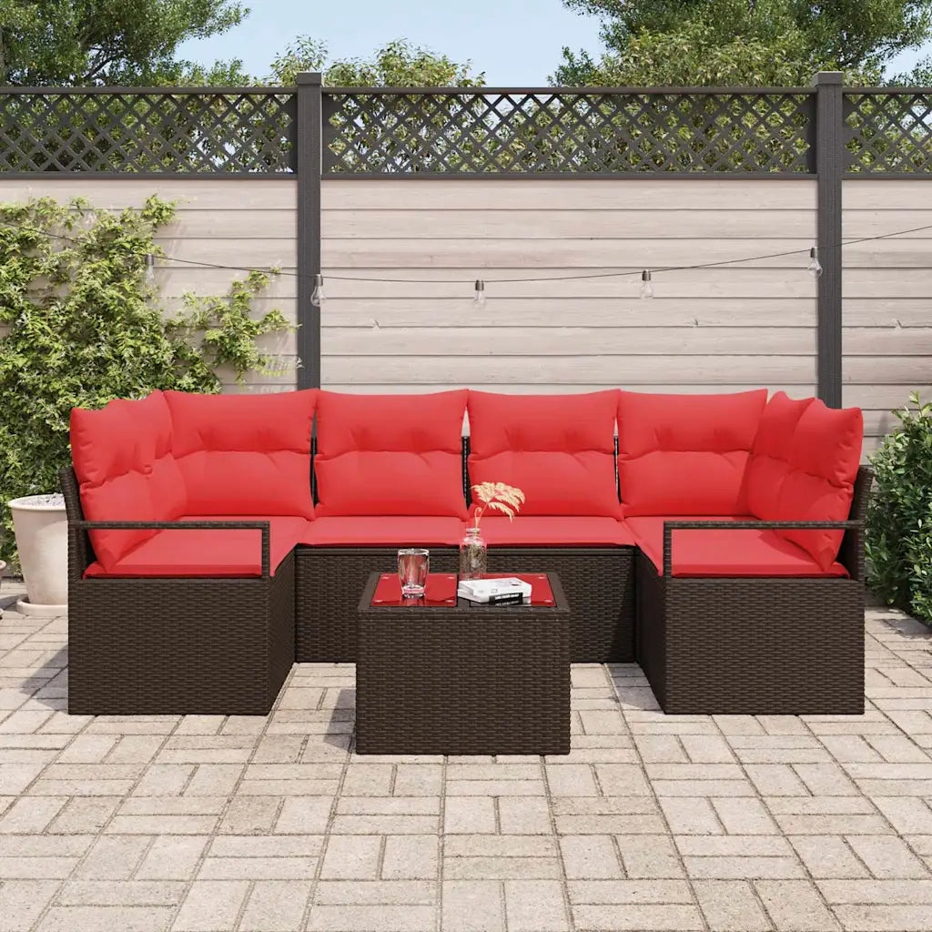 Set di divani 7 pcs Marrone e Rosso polyrattan 3346284