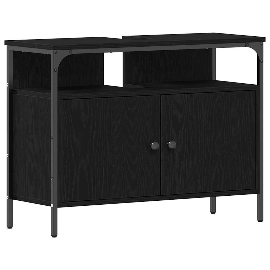 Armadio per Lavabo da Bagno Rovere nero 80 x 30 x 60 cm 862237