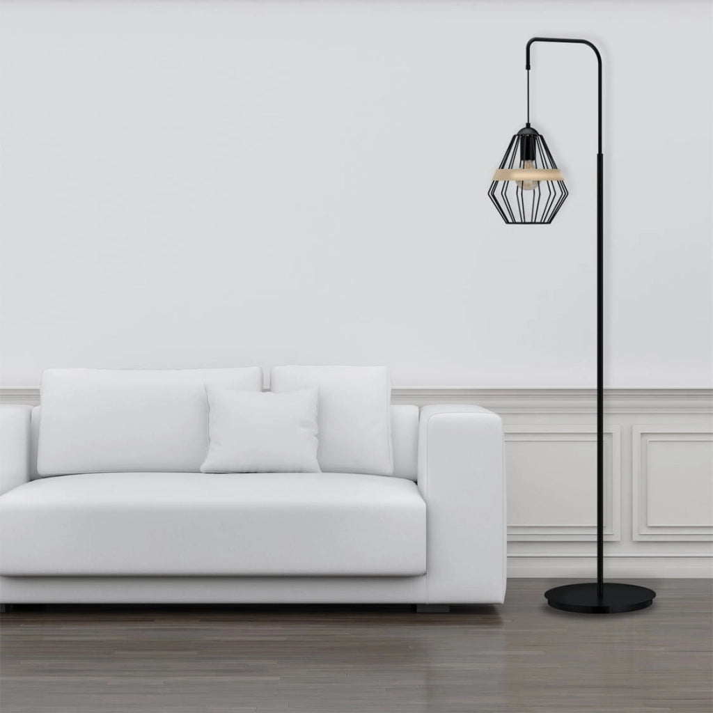 Lampada da terra Cliff nero/legno E27 60W Milagro MLP5528