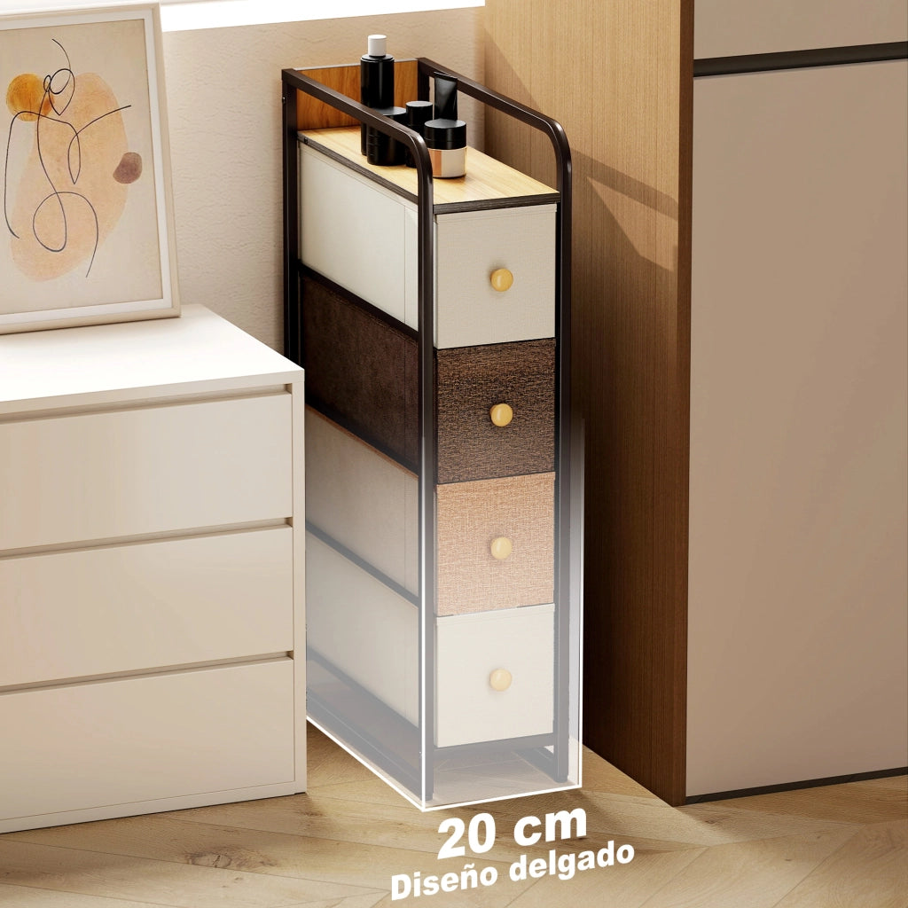 Cassettiera 4 Cassetti Tessuto Struttura Metallo ¨C zephmum ¨C Grigio 80x40x80