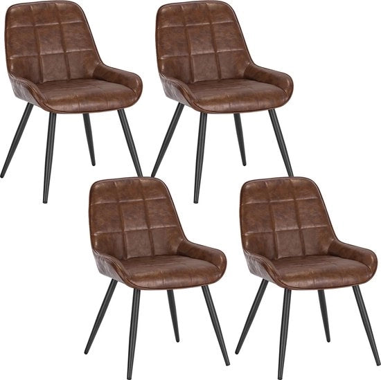 Set di 4 Sedie in Pelle Finta per Cucina - Sedile, Sedia, Divano - 52x51x81,5 cm - Cuoio chiaro