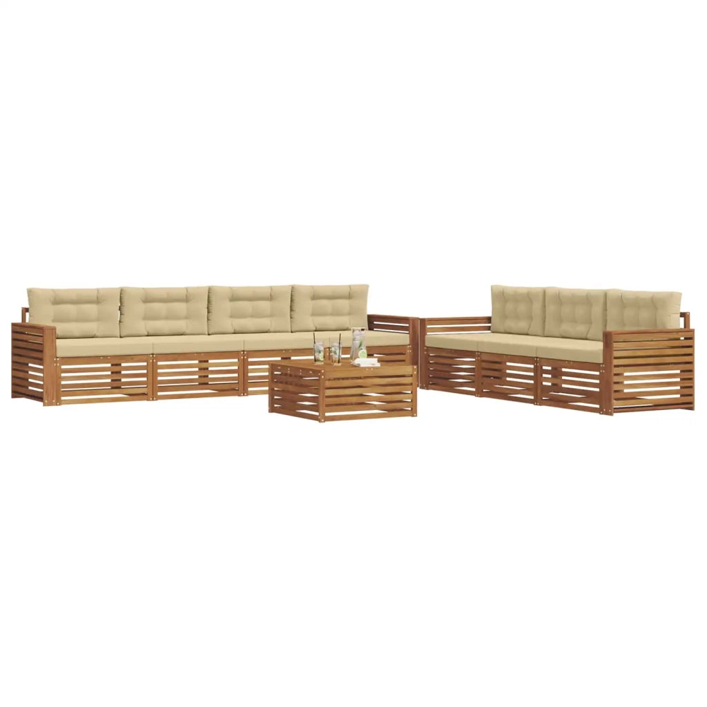 Set di divani da esterno con cuscino 8 pcs Naturale e Beige 3373148