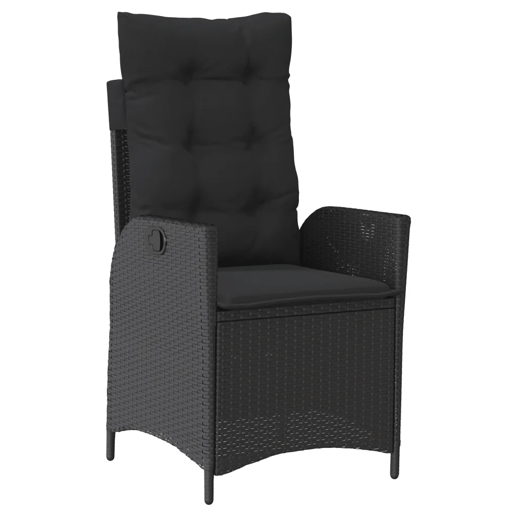Set da Pranzo da Giardino 9 pz con Cuscini Nero in Polyrattan 3213192