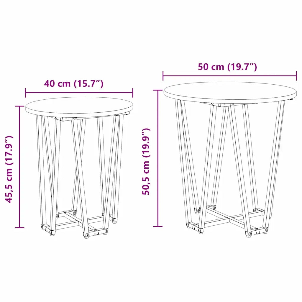 Set tavolini 2 pz | Tavolo laterale Legno Antico e Nero