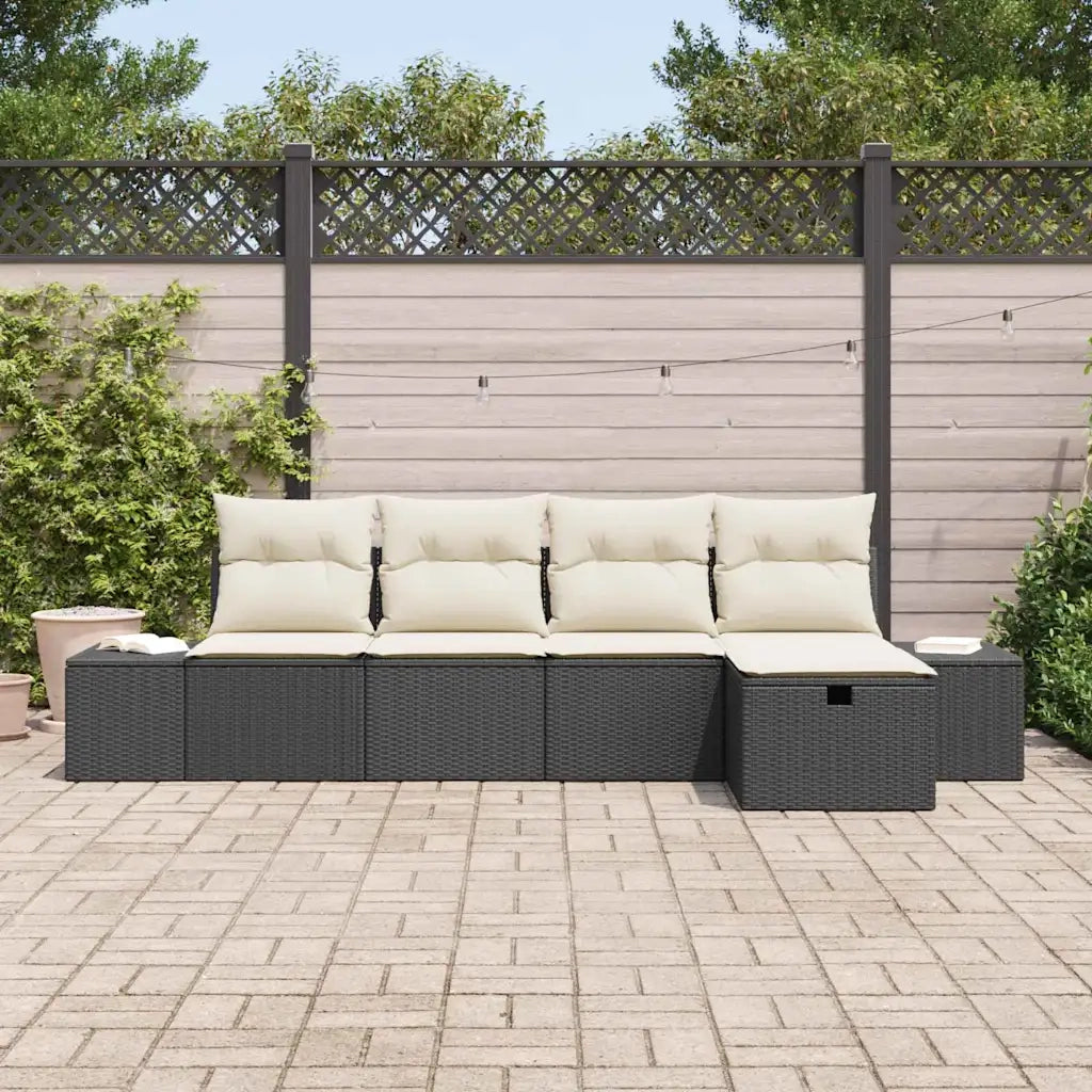 Set Divano da Giardino con cuscino 5 pcs polyrattan