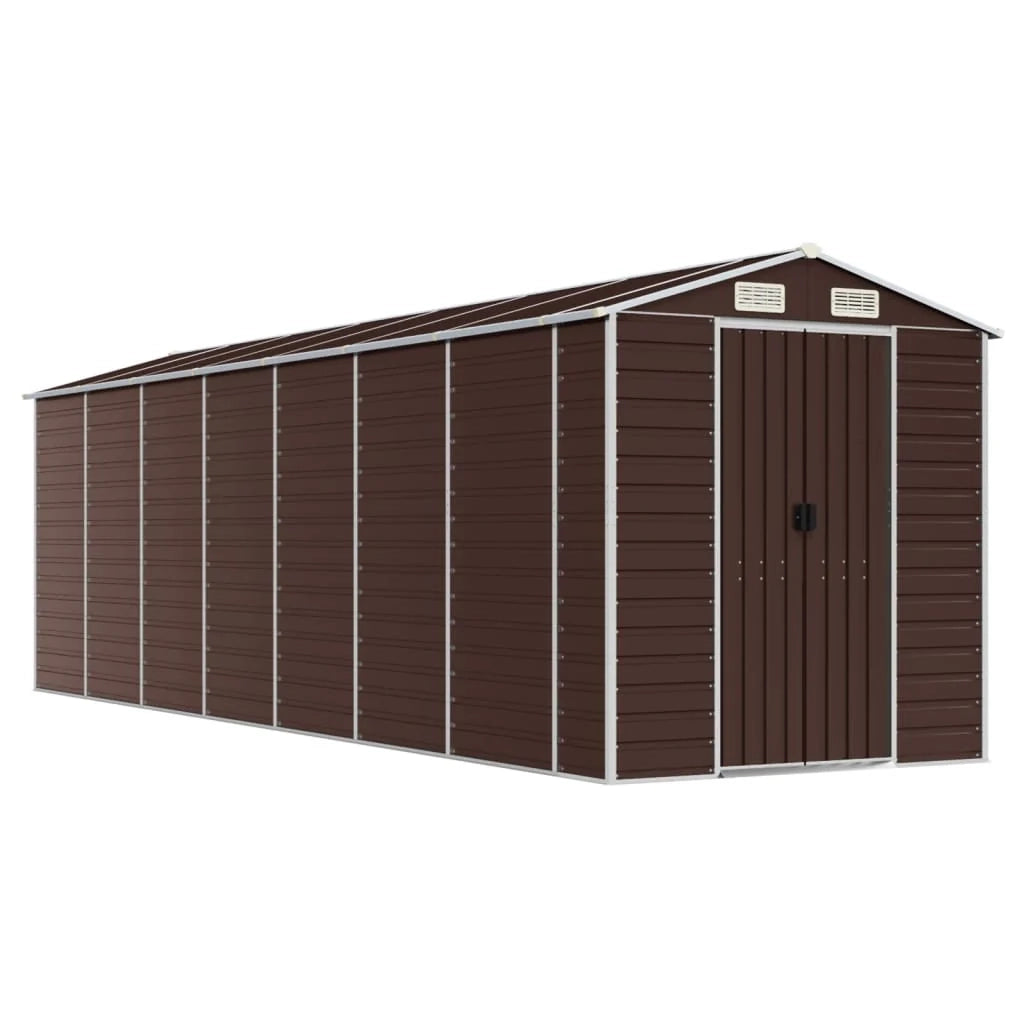 Casetta da giardino cabina ripostiglio casetta da esterno robusta casetta per attrezzi 191 x 640 x 198 cm acciaio zincato marrone 02_0022274