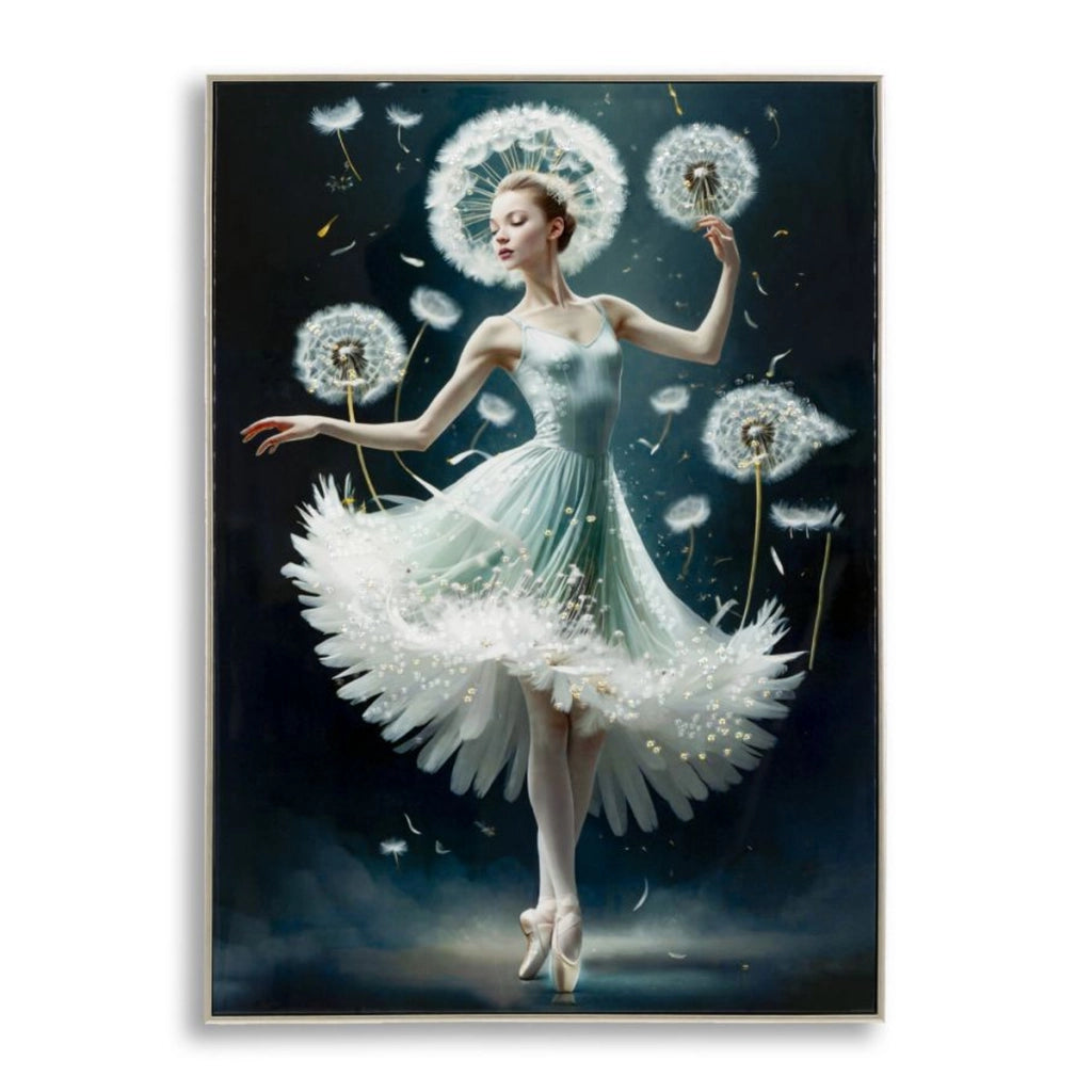 Dipinto su tela Dancing B ballerina con tarassachi, 72x102 cm