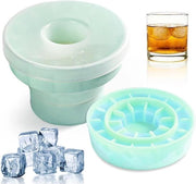 Blocchi di ghiaccio a forma di cubo in silicone con coperchio - 2 in 1 Blocchi di ghiaccio e contenitore per ghiaccio blu