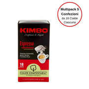 Kimbo espresso napoletano caffe' in cialde multipack 5 confezioni da 18 cialde ciascuna