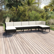 Set Divani da Giardino 7 pz con Cuscini in Polyrattan Nero 3094540