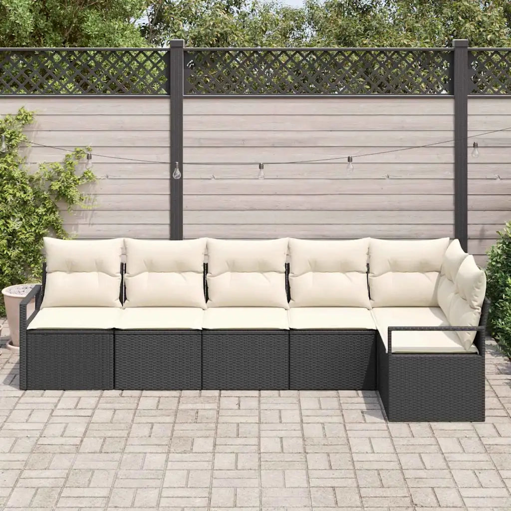 Set di divani 6 pcs Nero polyrattan