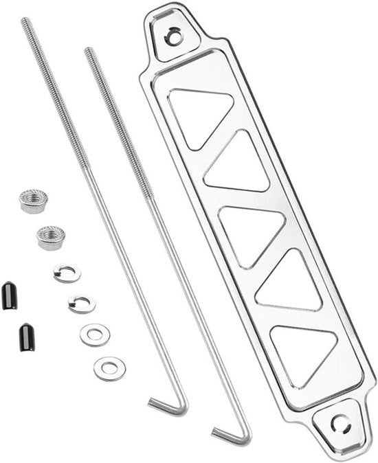 Beugel di fissaggio per batteria auto - Universale - Trilaterale - Fissare la batteria - Accessori auto - Universale - Argento - Adatto a tutti i veicoli - Beugel per batteria con cinque fori.