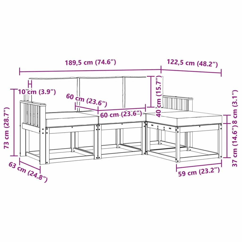 Set di divani da esterno 4 pcs 3387449