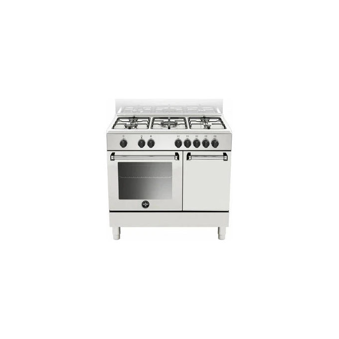 Schaub Lorenz SS941EW Cucina 5 Fuochi A Gas 90×60 Cm Coperchio cristallo con frontale alluminio Forno Elettrico Multifunzione Grill Elettrico Classe A Bianco