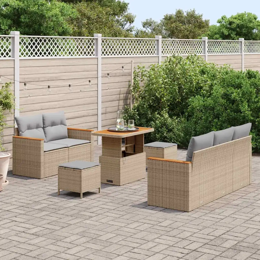 Set Divano da Giardino 10 pcs Beige e Grigio Chiaro polyrattan