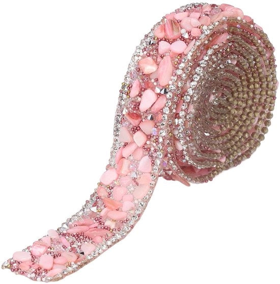 Decorazione con Lint 2 cm di Larghezza - Decorativo con Piccoli Cristalli - Fili da Decorazione per Torte di Compleanno e Matrimoni - Fili Decorativi 2 Metri di Lunghezza