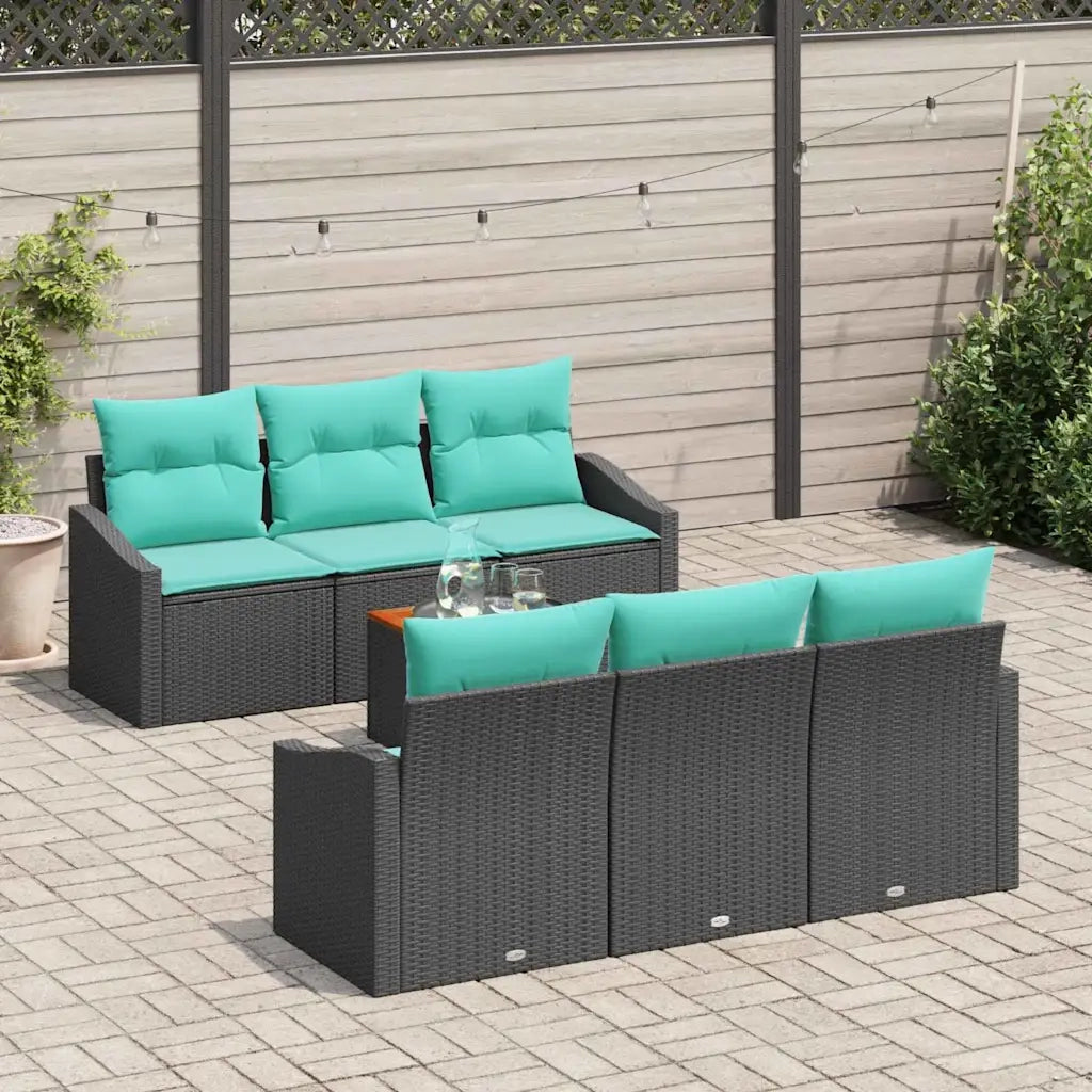 Set Divano da Giardino con cuscino 7 pcs Nero polyrattan 3347781