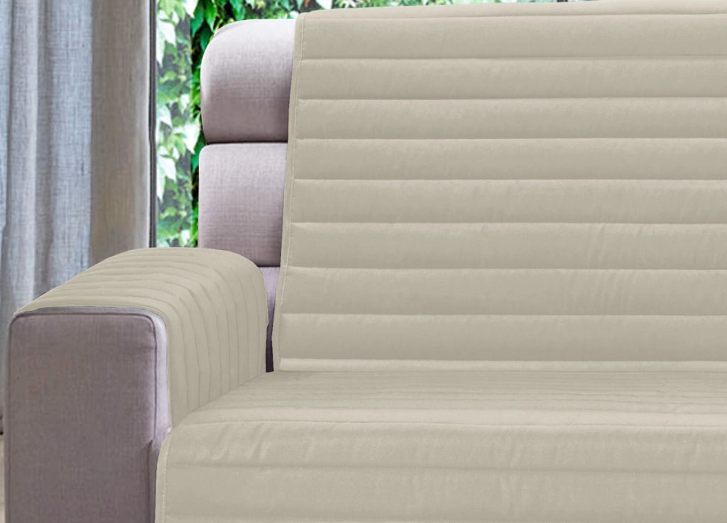 Copridivano Trapuntato Per Divani Con Penisola Modello Simpaty Colore Panna - 240 cm - Panna