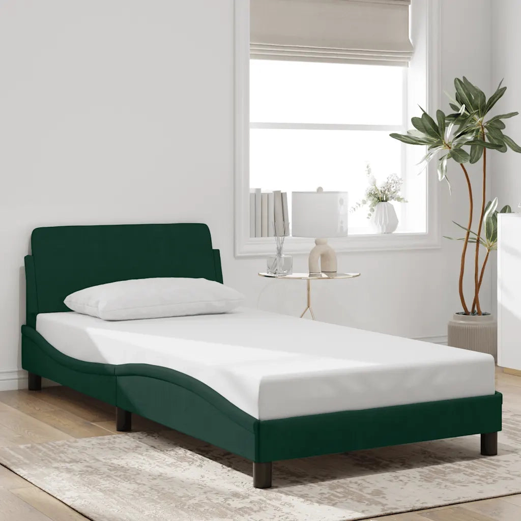 Letto singolo | Letto per adulti | Giroletto Dover Verde Scuro 100x200 cm in Velluto