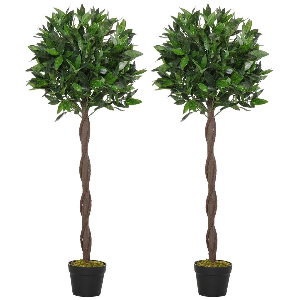 EasyComfort Set di 2 Alberi di Alloro in Vaso, Piante Finte in Plastica Altezza 120cm per Interni
