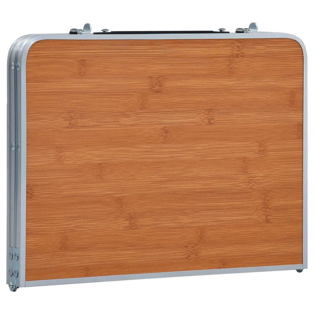 Tavolo Pieghevole da Campeggio Marrone in Alluminio 60x40cm 48186