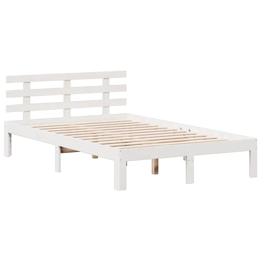Letto Libreria senza Materasso-Struttura Letto con contenitore Bianco 135x190 cm Legno di Pino 362002