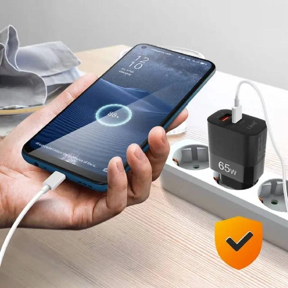 Trade Shop - Caricabatteria Rapido Doppio 65w Usb Quick Charge 3.0 + Type-c Power Delivery Ac6563 -